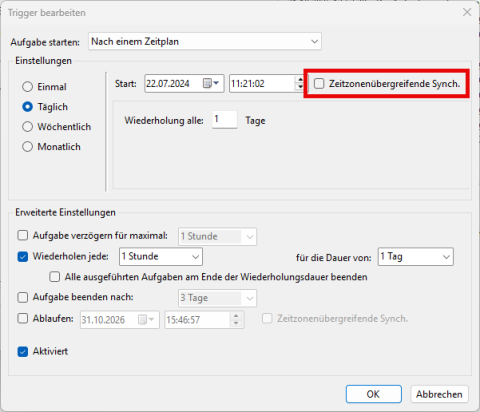 Ein Tasktrigger im Windows Aufgaben-Planer